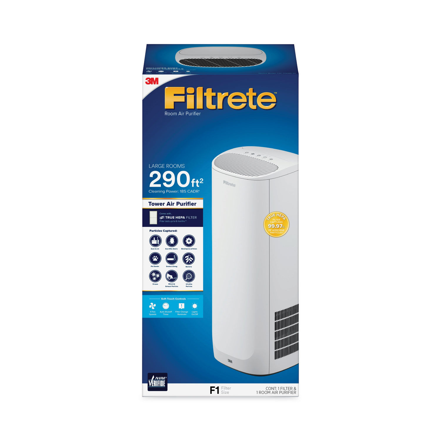 Tower Room Air Purifier for Large Room by Filtreteandtrade; MMMFAPT02WAG1