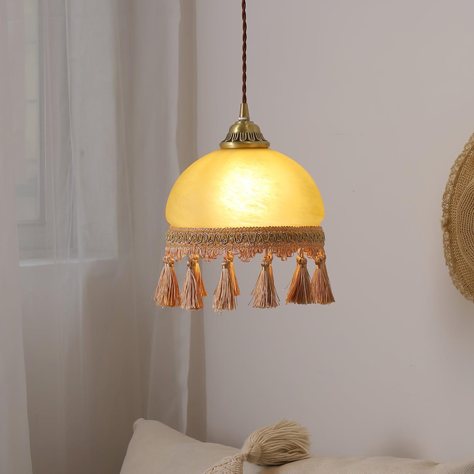 French Tassels Brass Pendant Light