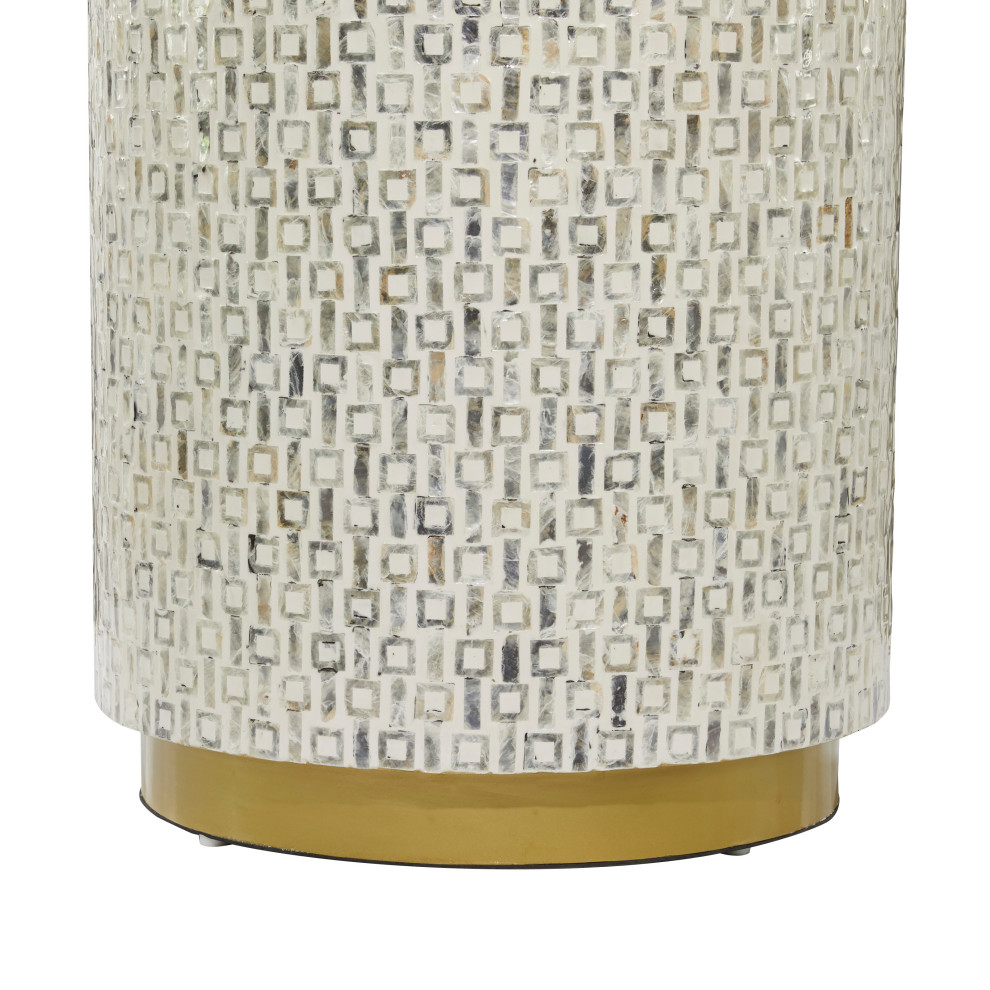 White Mother of Pearl Contemporary Accent Table with Gold Base 18 quotx 18 quotx 22 quot  Beach Style   Side Tables And End Tables   by Brimfield  ampMay  Houzz