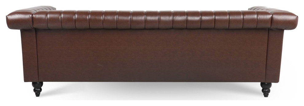 83 quotFaux leather Square Arm Sofa with Nailhead Trim   Traditional   Sofas   by AquaView Inc  Houzz