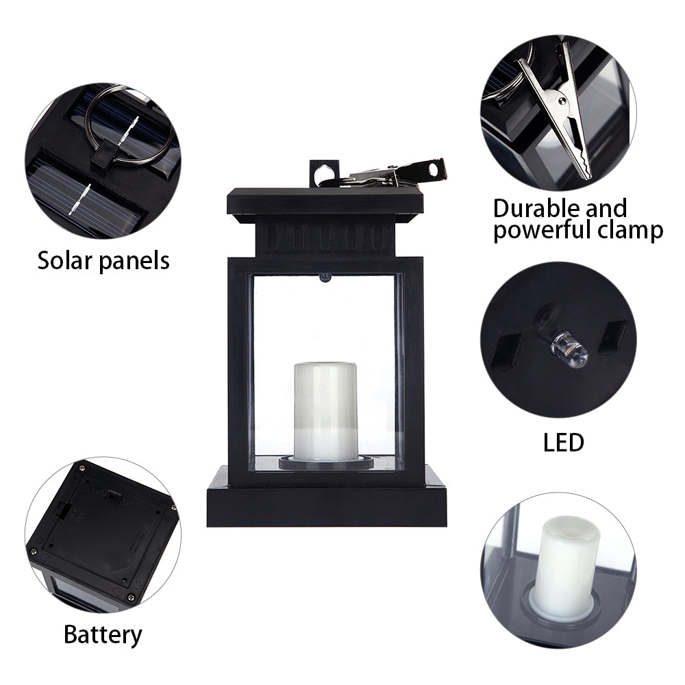 LED Outdoor Solar Hanging Lantern ， Garden Patio Yard Landscape Lights， Warm White， Auto on and off，Black