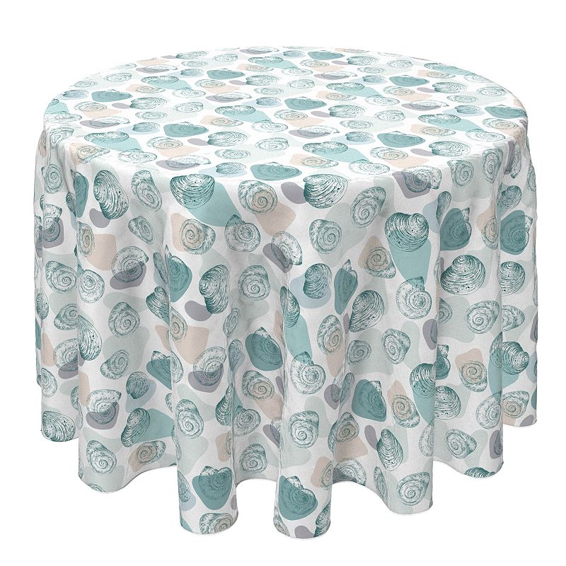 Round Tablecloth， 100% Cotton， 60 Round， Trendy Shells