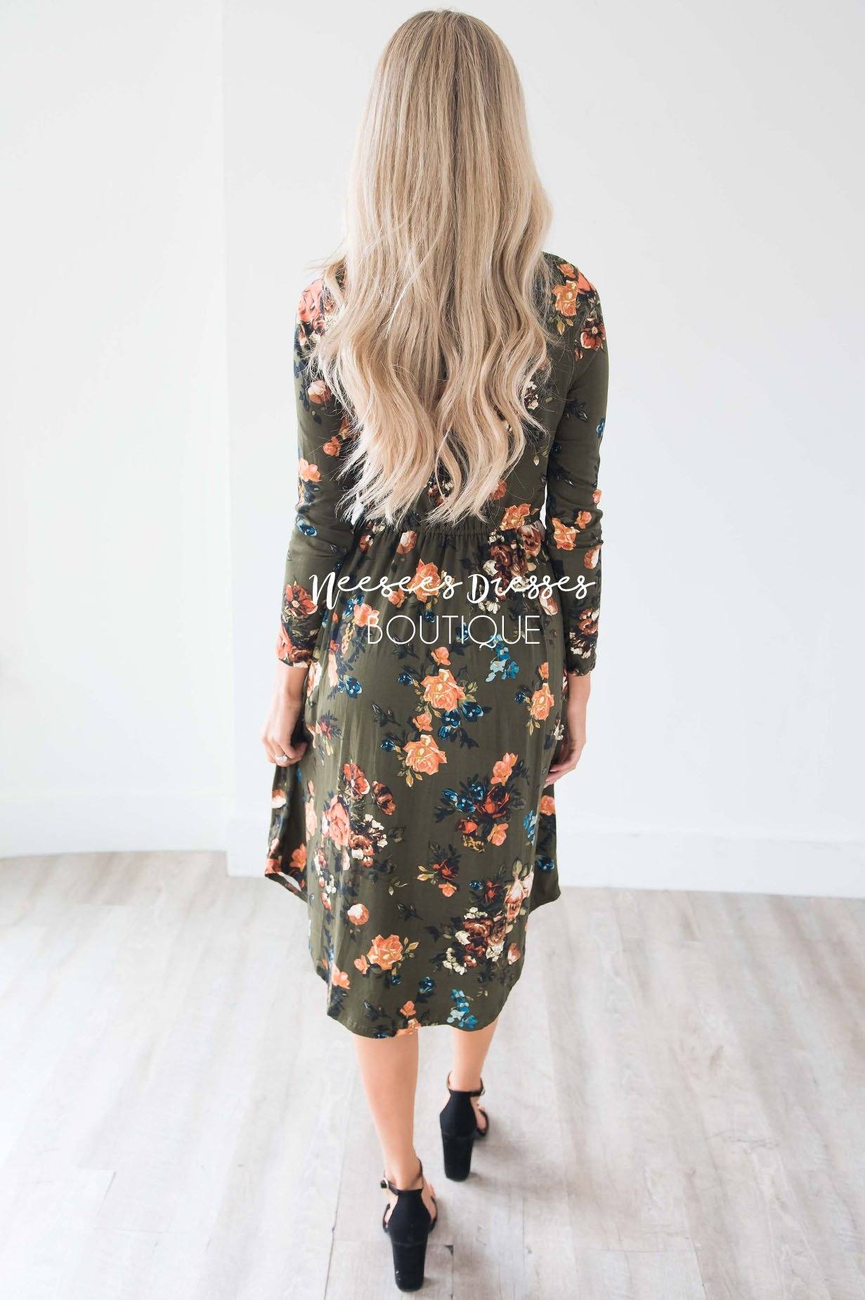 Olive In Bloom Long Sleeves Dress