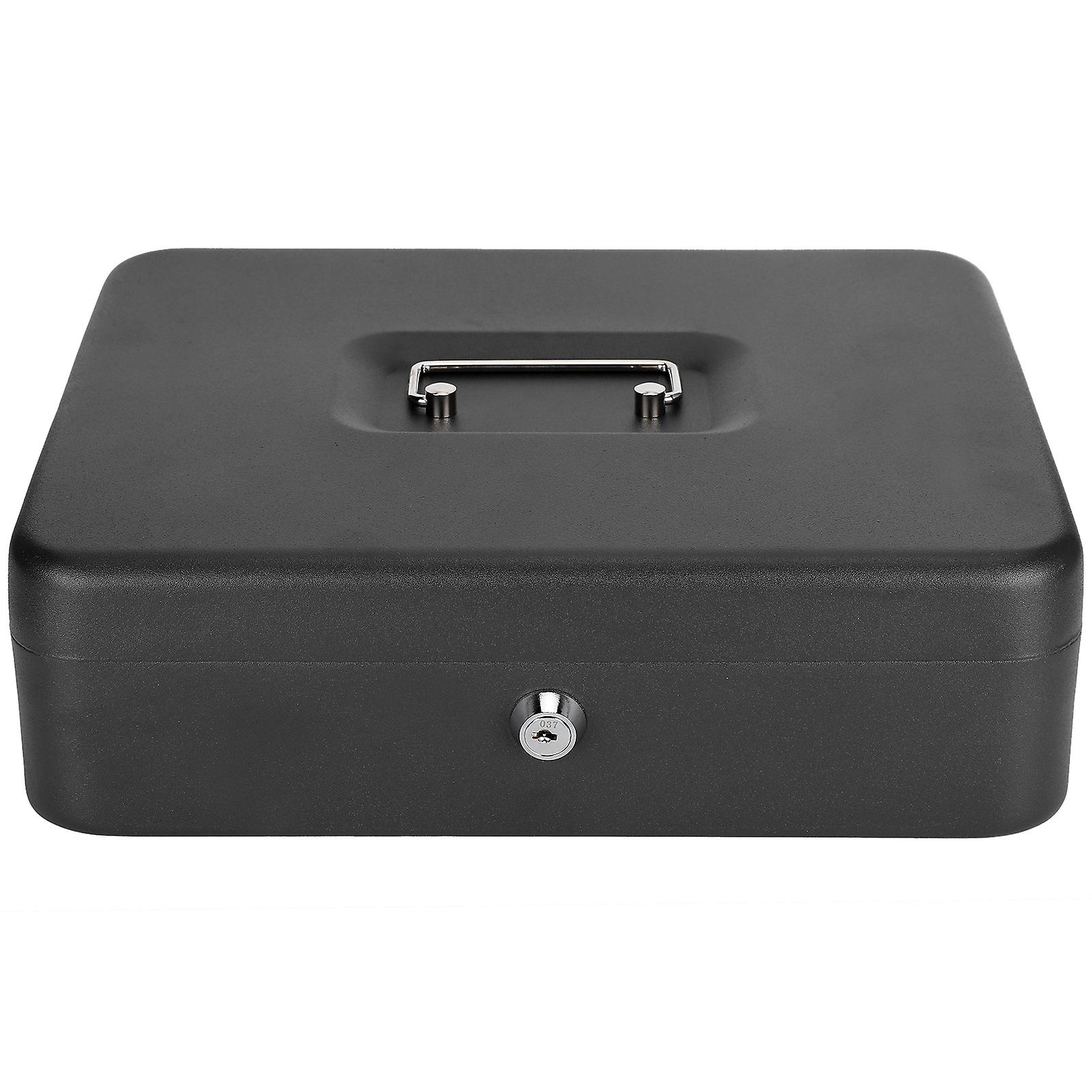 Portable Security Lockable Cash Box Tiered Tray Money Drawer Safe Storage Box 4 Bills5 Coins