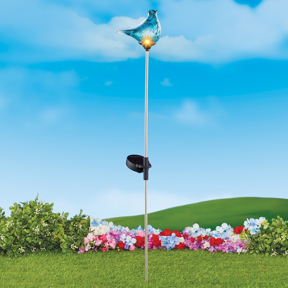 Outdoor Decorative Solar Glass Bird Garden Stake   20.000 x 5.880 x 4.000