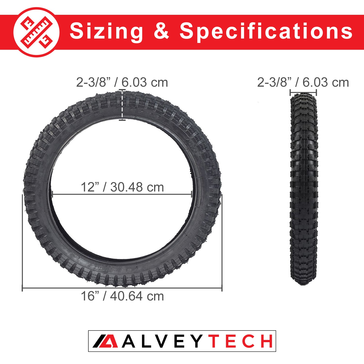 AlveyTech 16x2.4 Front Tire for the Razor MX500 and Razor MX650