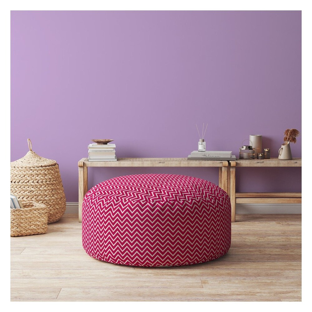 Indoor DIPPITY Round Zipper Pouf   Stuffed   Extra Beads Included!   24in dia x 20in tall