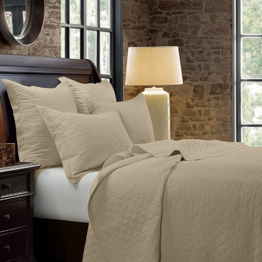 HiEnd Accents Linen Cotton Diamond Quilt Set  3PC