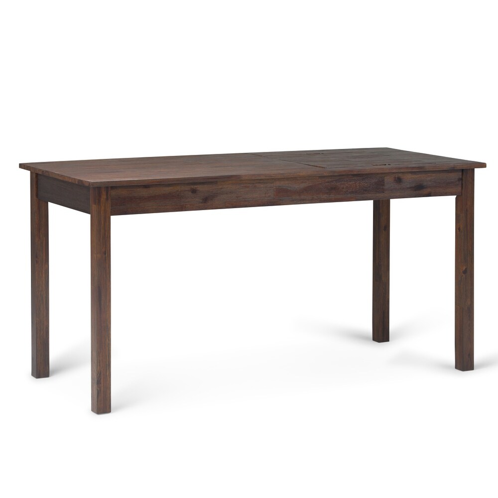 WYNDENHALL Garret SOLID ACACIA WOOD Rustic 60 inch Wide Desk in Distressed Charcoal Brown