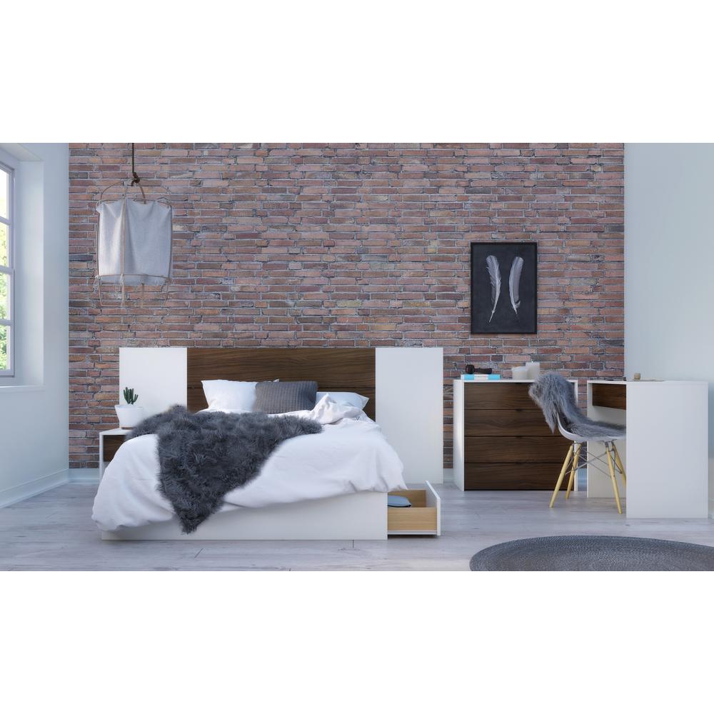 Nexera Modern 4 Drawer Chest in White & Walnut