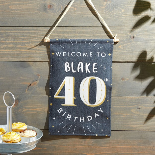 Sparkle And Bash Custom Welcome To 40th Birthday Sign With Sticker For Photo Backdrop Party Decorations Black 9 5 X 15 5 In