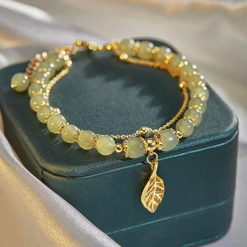 🔥  BUY 1 GET 1 FREE 💞--Lucky Wada Jade gold leaf bracelet