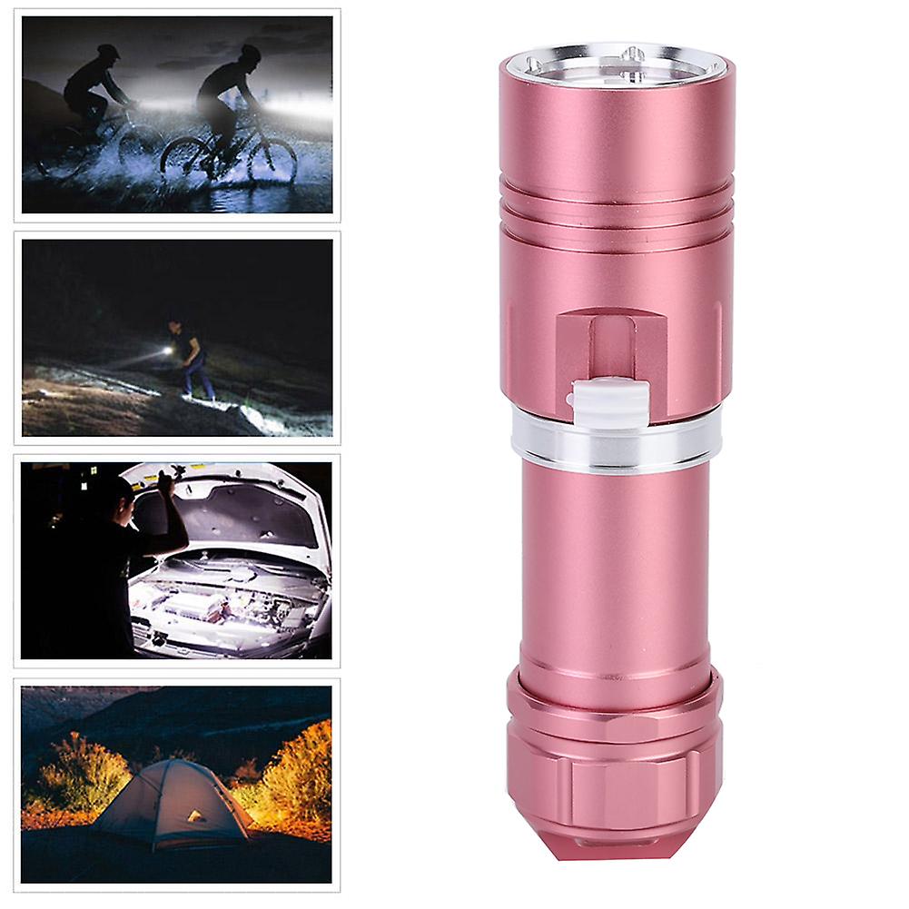 L2 Led Flashlight Torch 100m Diving Waterproof For Campingstepless Dimmingpink