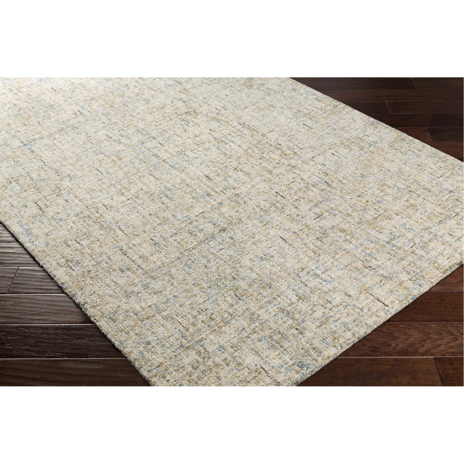 Emily Hand Tufted Rug in Dark Green, Bright Blue, Denim, White, Sage