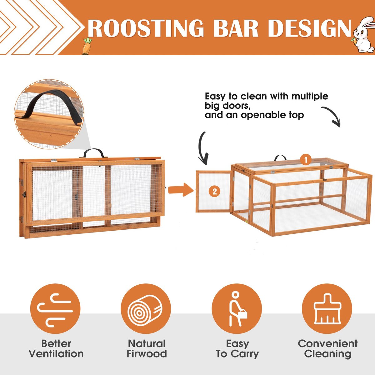 Coziwow Collapsible Small Pet Hutch， Orange