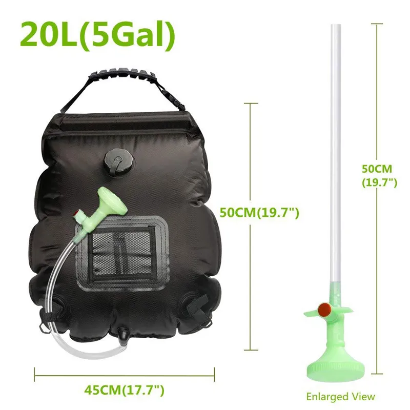 Upgrade Durable Portable Camping Beach Swimming Outdoor Traveling Camping Accessories 20L Camping Shower Bag