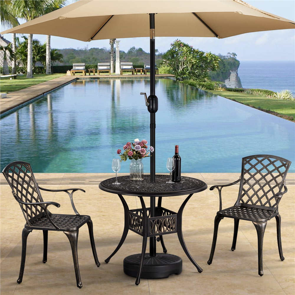 SmileMart Outdoor Dining Chair - Metal - Set of 2 - Has Arms - Bronze