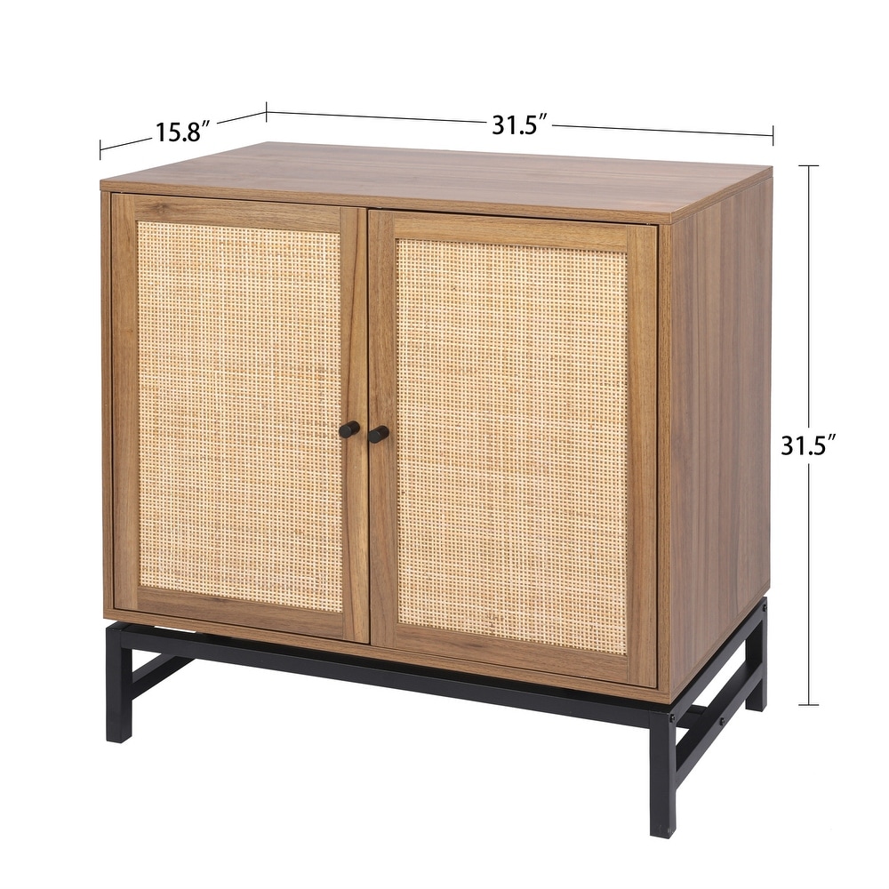 Natural Rattan Accent Storage Cabinet with Adjustable Inner Shelf   32\