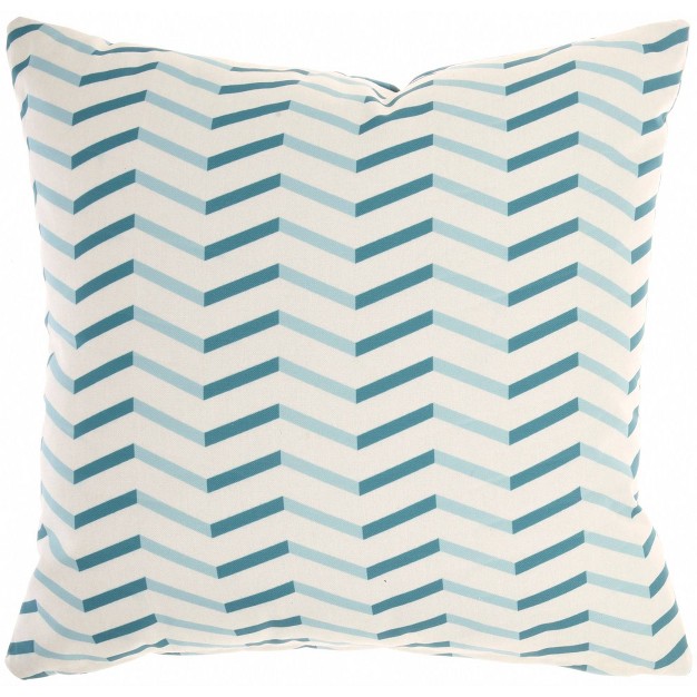 Reversible Indoor outdoor Banana Leaf And Chevron Print Square Throw Pillow Mina Victory