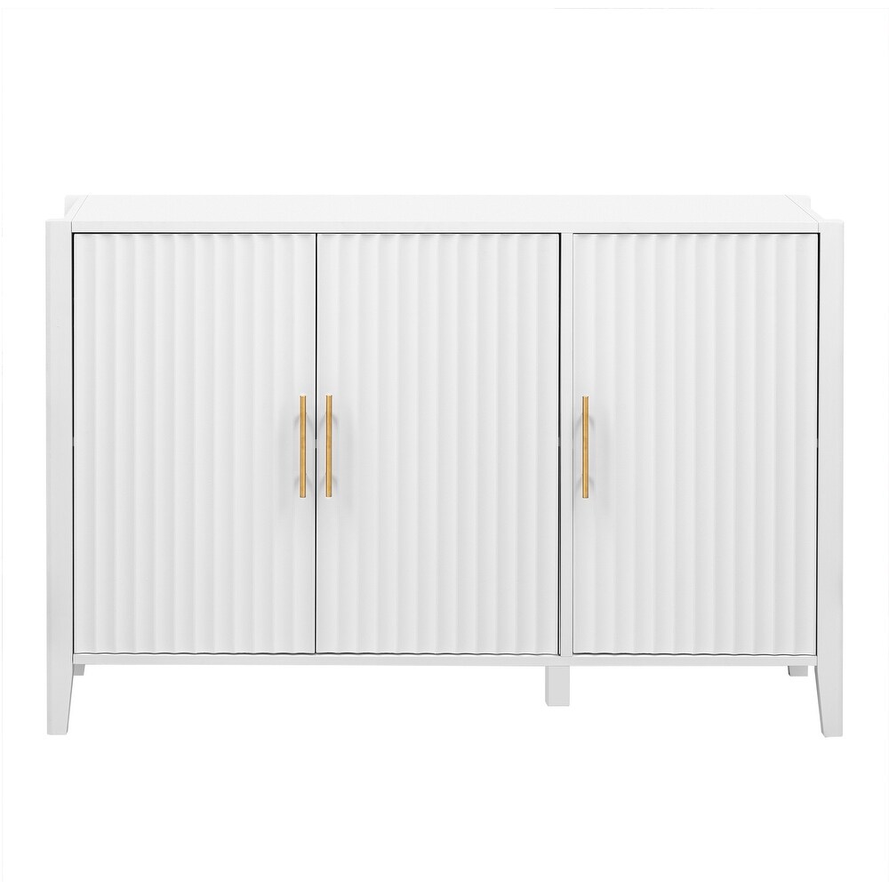 Three door Storage Cabinet with Metal Handles   N/A