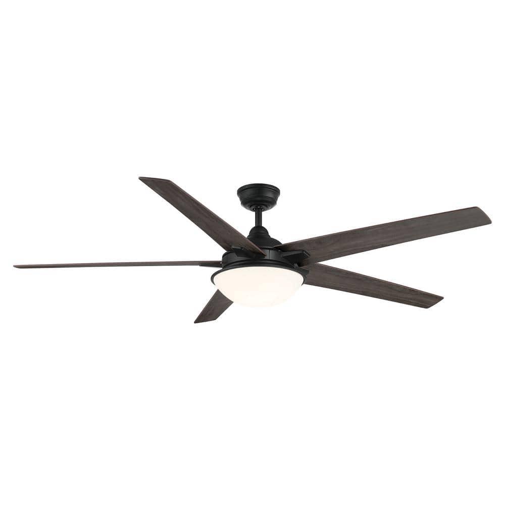 Hampton Bay Belvoy 70 in Integrated LED Indoor Matte Black Ceiling Fan with Light and Remote Control