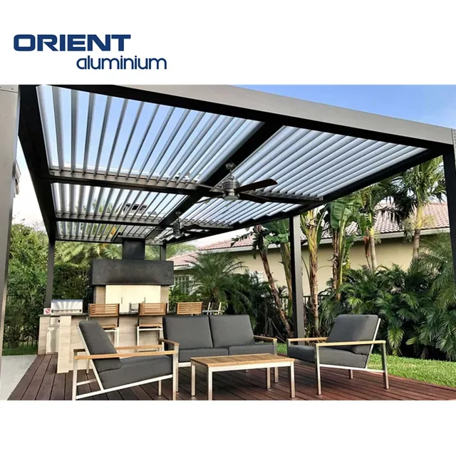 Customized Adjustable Outdoor Gazebo Waterproof Louvered Roof Motorized Bioclimatic Aluminium Pergola 3x4