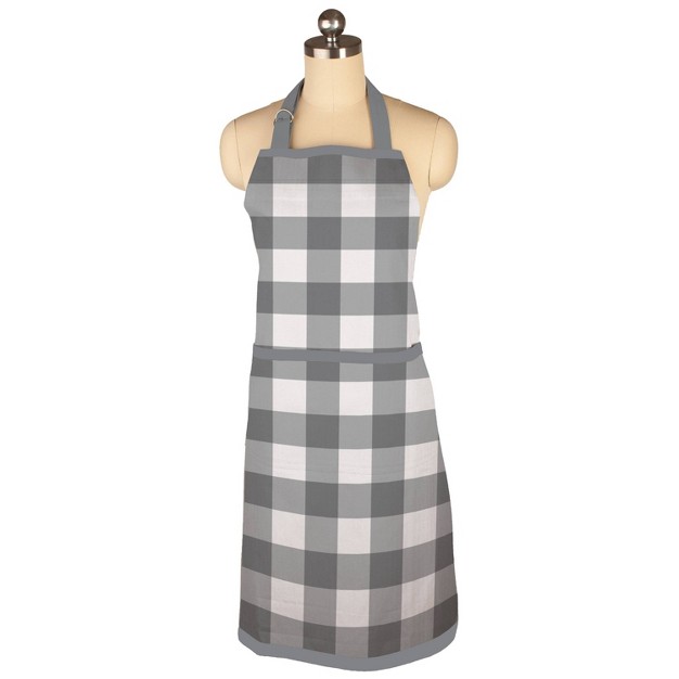 Gingham Check Print Apron Gray Mu Kitchen