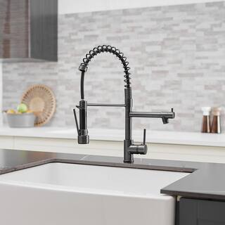 Tahanbath Single Handle Pull Down Sprayer Kitchen Faucet Single-Hole Brass Sink Basin Faucet in Oil Rubbed Bronze X-XY-191-33ORB-50-1-US