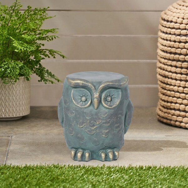 Adeco Indoor and Outdoor Concrete End Side Table Owl Coffee Table