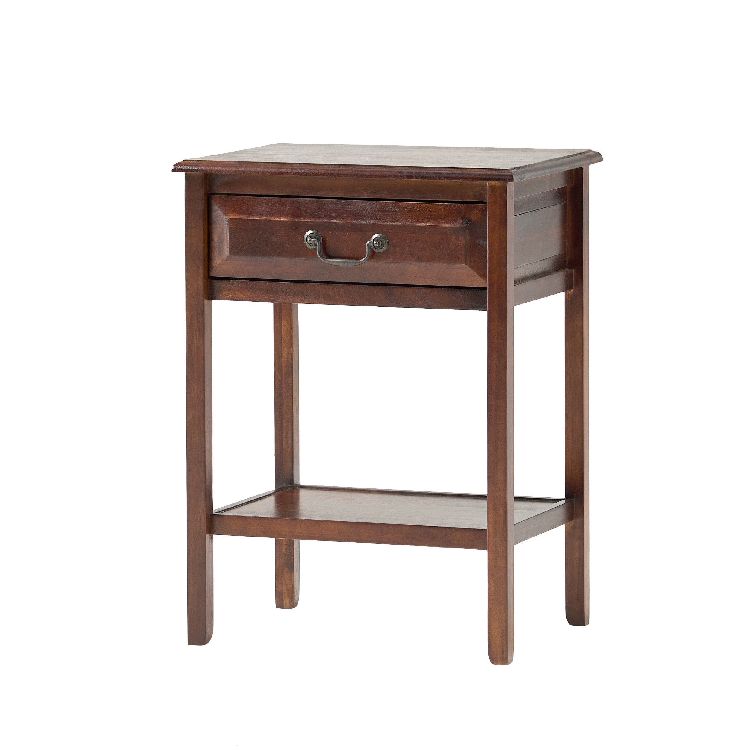 Noah Traditional Brown Mahogany Acacia Wood Accent Table with Top Drawer