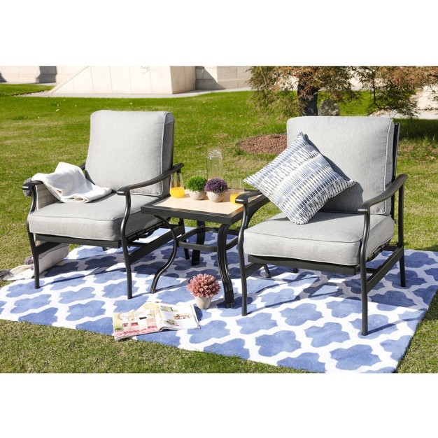 3pc Bistro Steel Patio Dining Set With Arm Chairs Gray Lokatse