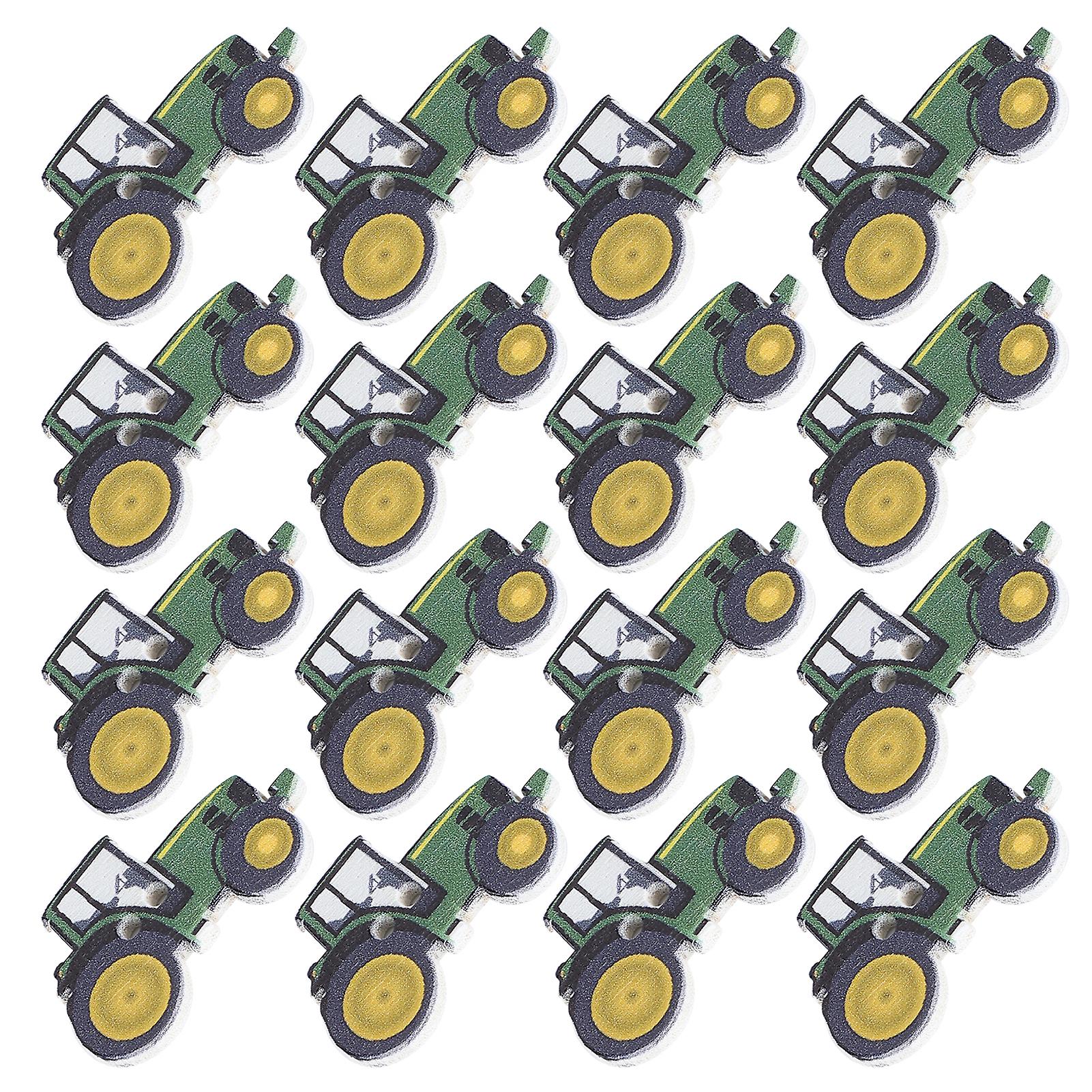 150pcs Wooden Button Cute Cartoon Tractor Painting Christmas Decoration For Clothes Backpack Wall Door