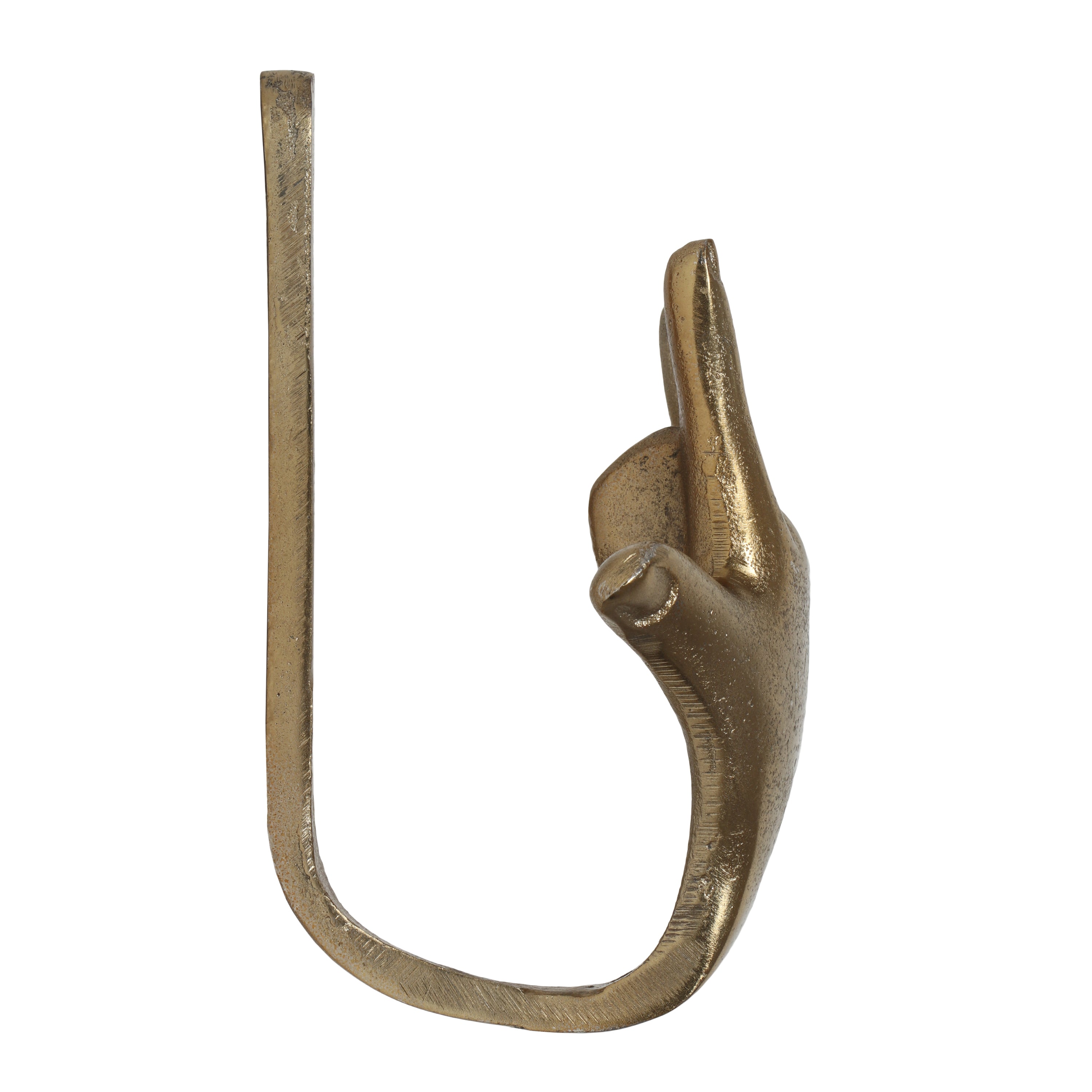 Denison Handmade Aluminum Hand Gesture Coat Hooks (Set of 3), Raw Gold