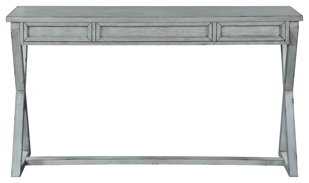 Keats French Country Style 3 Drawer Console Table Light Grey   Farmhouse   Console Tables   by Coast to Coast Imports  LLC  Houzz