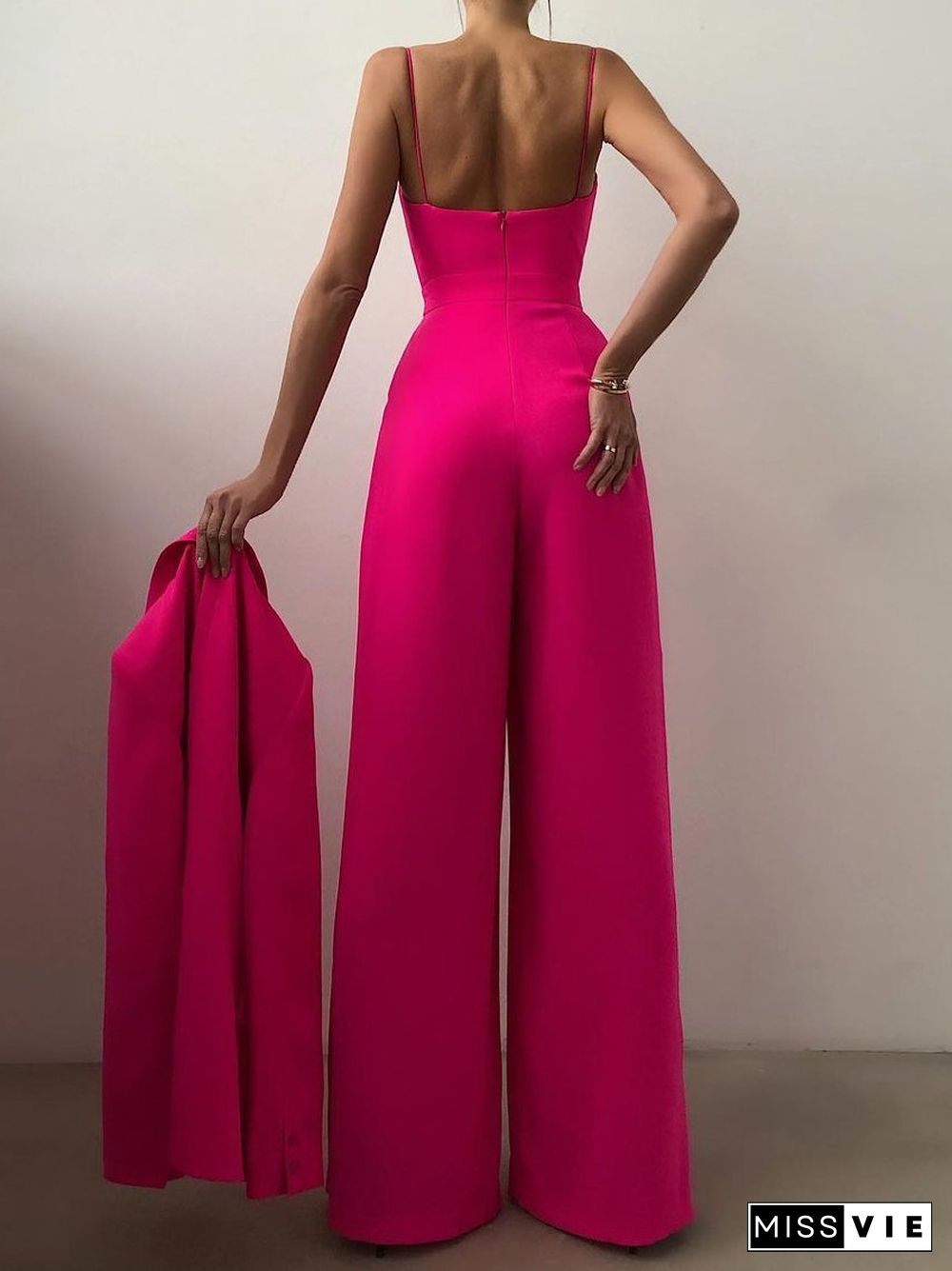 Sling Waist Straight Mopping Minimalist Jumpsuit