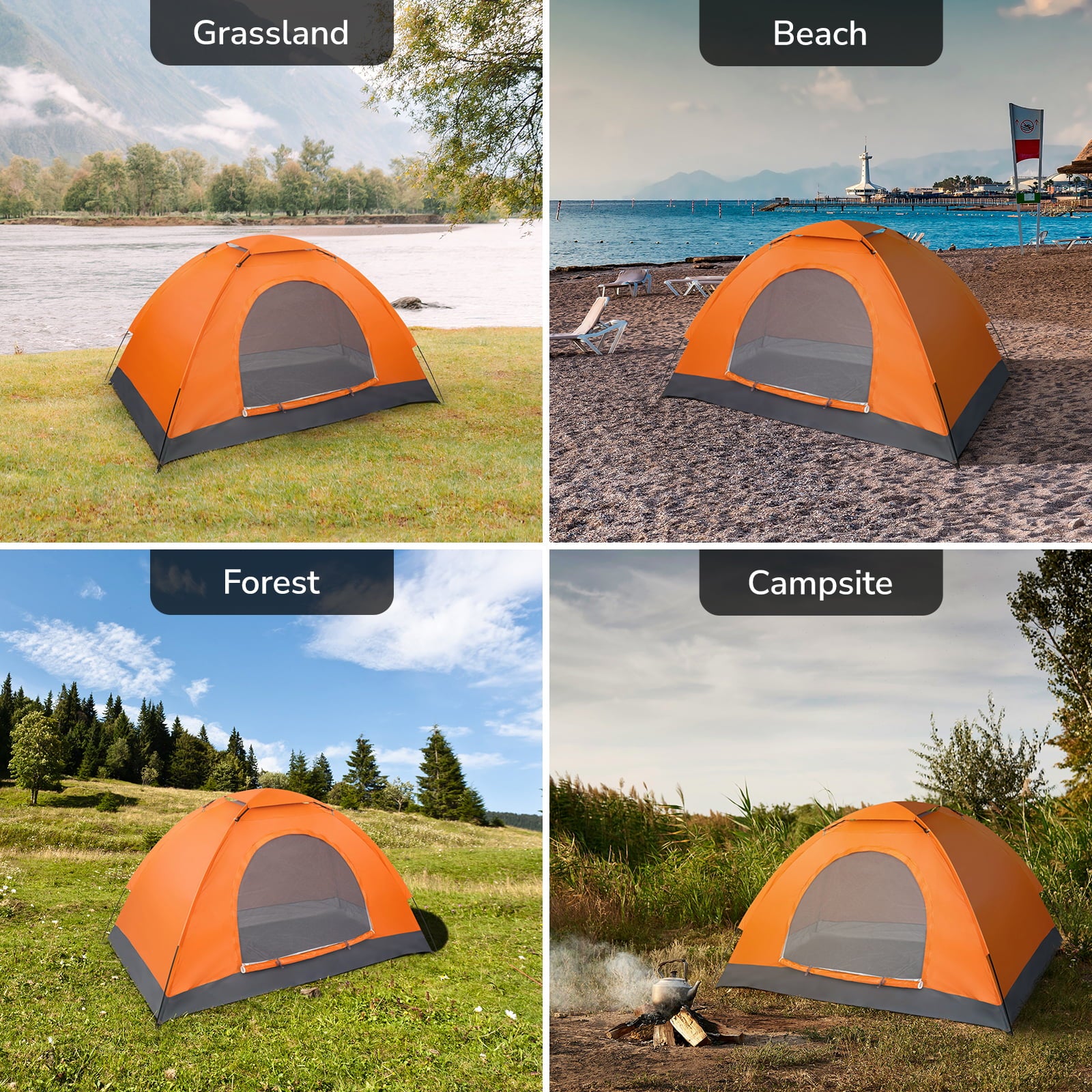 UBesGoo Automatic Pop Up Tent Waterproof Oxford Fabric Orange