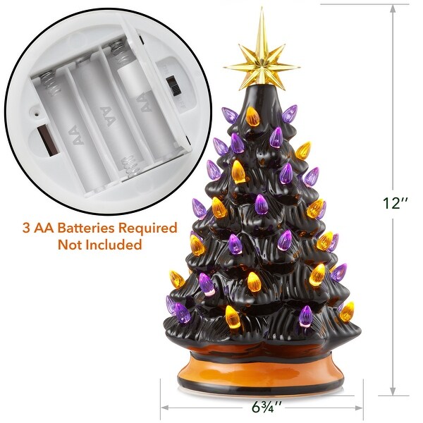 12 Hand Painted Ceramic Christmas Tree，PreLit Tree with Star