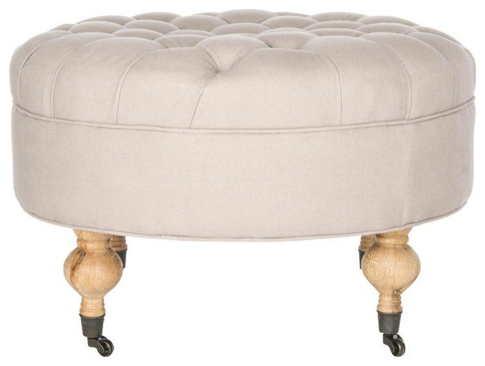 Lark Tufted Round Ottoman Taupe   Modern   Footstools And Ottomans   by Virgil Stanis Design  Houzz