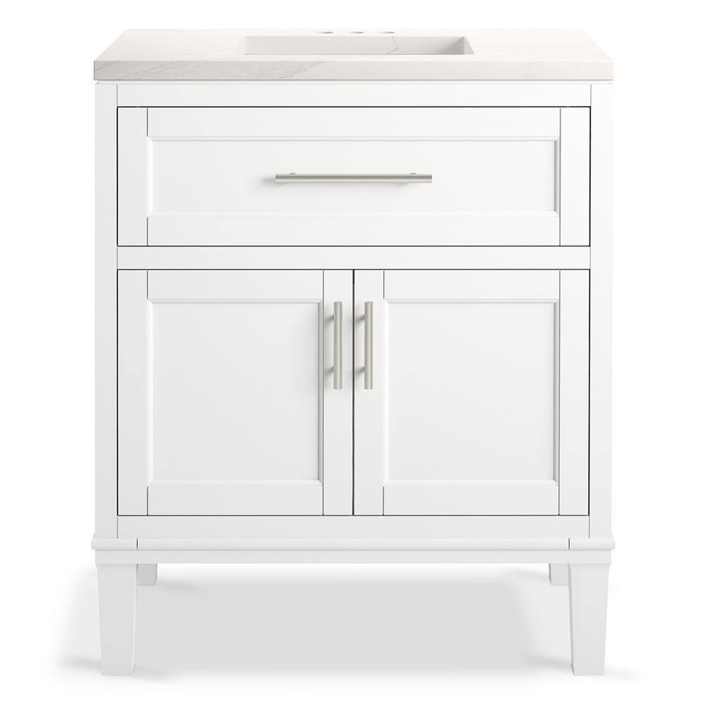 KOHLER Chesil 30 in. W x 18.89 in. D x 36.14 in. H Bathroom Vanity in White with Bianco Bella Top R35903-ASB-0