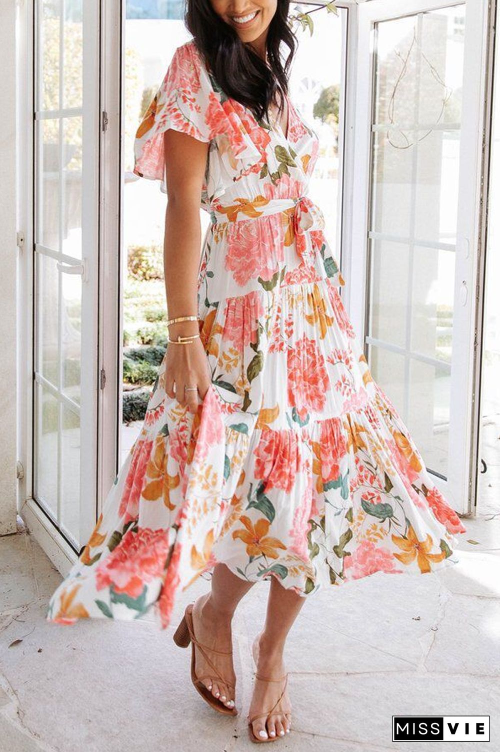 Sunshine Grace Floral Midi Dress