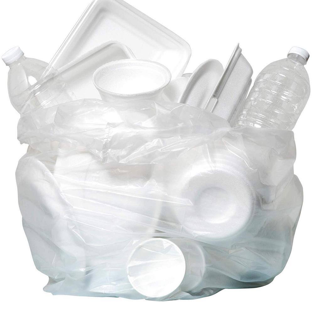 Aluf Plastics 24 in. x 24 in. 10 Gal. Clear Trash Bags (Pack of 1000) 8 mic (eq) for Janitorial and Industrial HCR-242408C