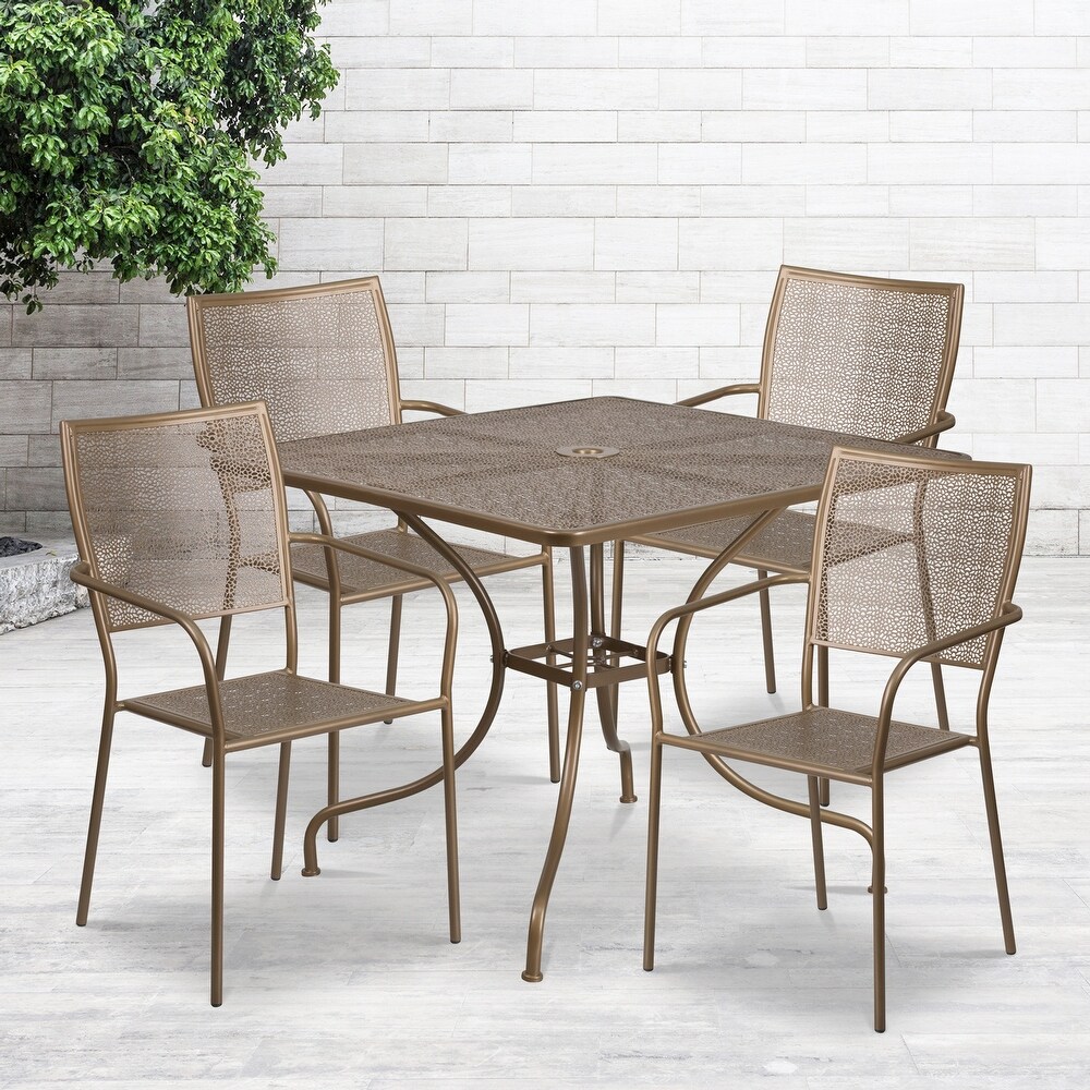 Steel 5 piece 35.5 inch Square Indoor Outdoor Dining Set