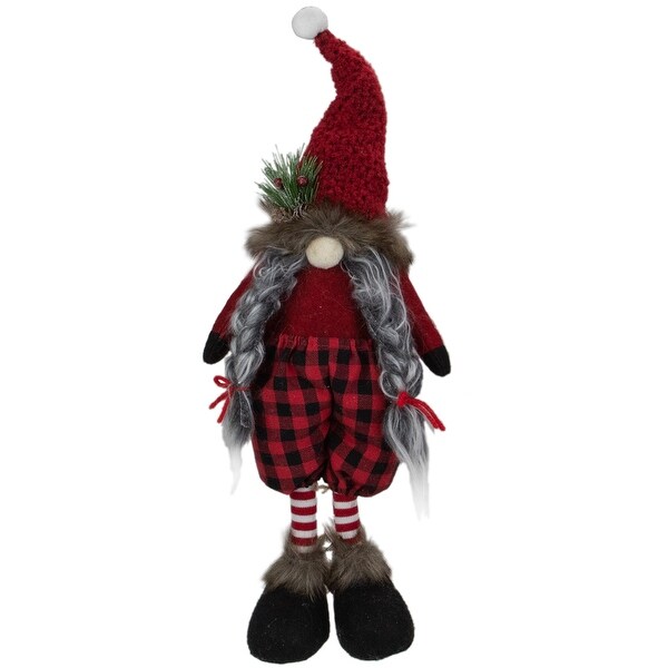 17 Red and Black Buffalo Plaid Girl Gnome Christmas Figure