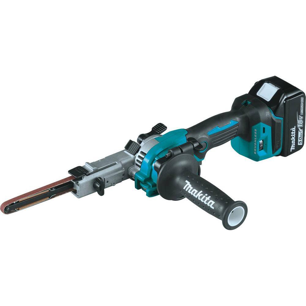 Makita 18V LXT Lithium-Ion Cordless Brushless 38 x 21 in. Detail Belt Sander Kit with (2) 5.0Ah Batteries and Charger XSB01TJ