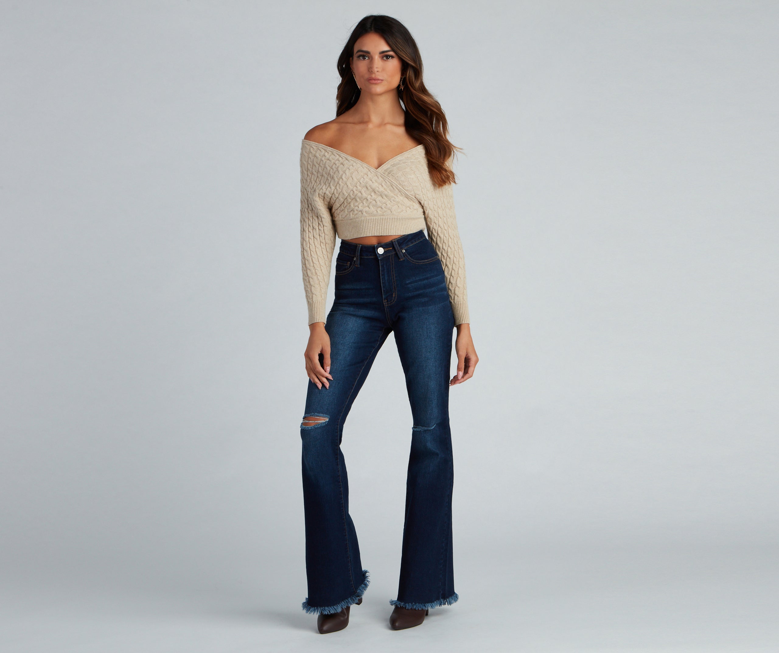 Cute Chills Surplice Crop Sweater