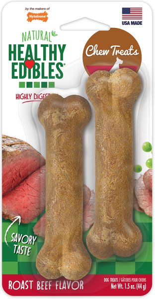 Nylabone Healthy Edibles Roast Beef Flavor Chew Dog Treats， X-Small/Petite