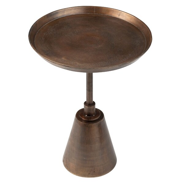 Blake Round Aluminum Oil Brass Finished Pedestal Base End Table