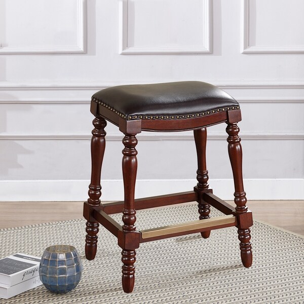 Clinton Saddle Seat Counter Stool， Cherry