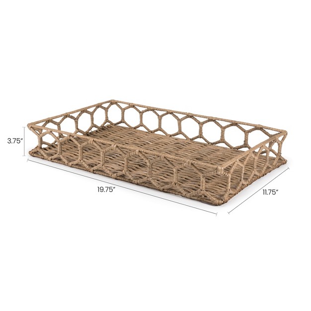 Rustic Bohemian Hand woven Rattan Tray Natural