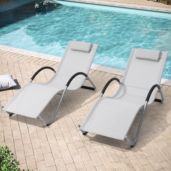 Pellebant Outdoor Patio Chaise Lounge Chairs with Headrest